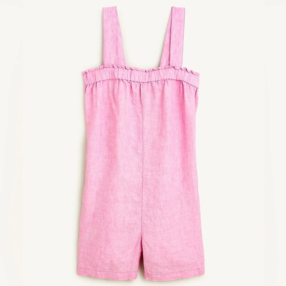 J. Crew Relaxed 100% linen romper in pink size XS